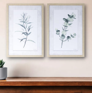 Homeroots Set Of Two 18" X 13" Natural And Gray Leaf Floral Framed Art  Manufactured Wood 516347