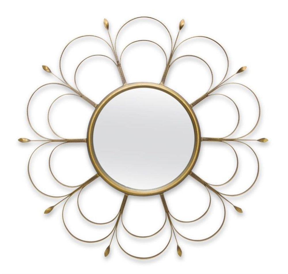 Homeroots 24" Gold Flower Iron Framed Accent Mirror   516357