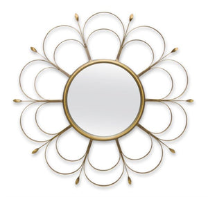 Homeroots 24" Gold Flower Iron Framed Accent Mirror   516357