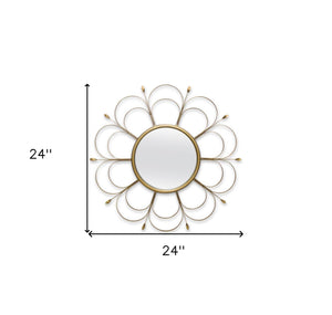 Homeroots 24" Gold Flower Iron Framed Accent Mirror   516357