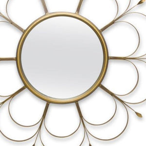 Homeroots 24" Gold Flower Iron Framed Accent Mirror   516357