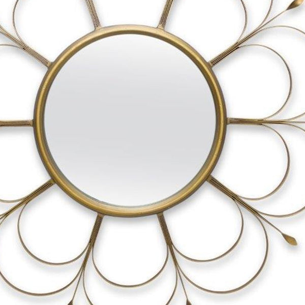Homeroots 24" Gold Flower Iron Framed Accent Mirror   516357