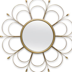 Homeroots 24" Gold Flower Iron Framed Accent Mirror   516357