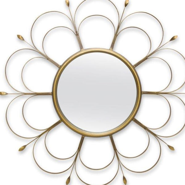Homeroots 24" Gold Flower Iron Framed Accent Mirror   516357