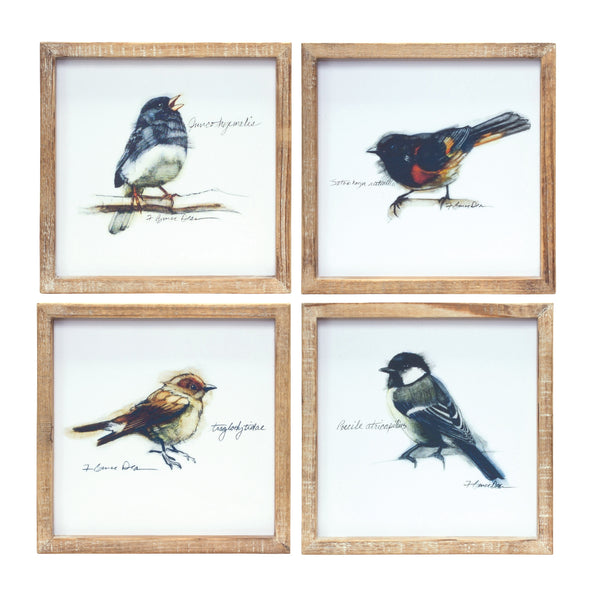Homeroots Set Of Four Brown Solid Wood Bird Wall Decor  Solid Wood 516369
