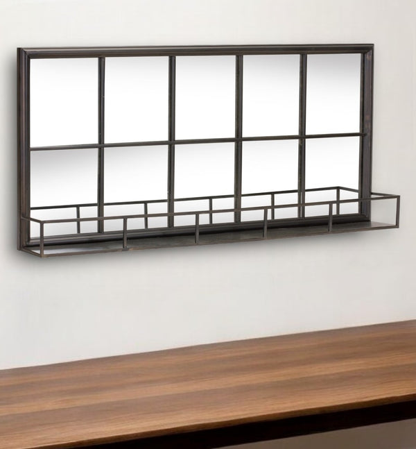 Homeroots 18" Black Iron Framed Accent Mirror   516378