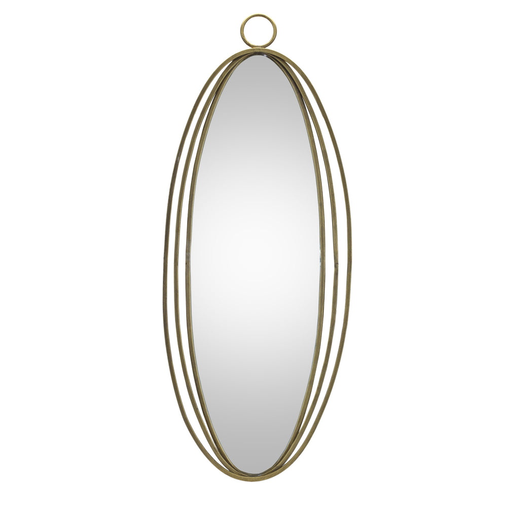 Homeroots 34" Gold Oval Metal Framed Accent Mirror   516379