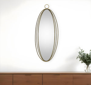Homeroots 34" Gold Oval Metal Framed Accent Mirror   516379