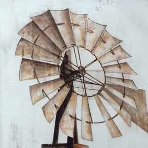 HomeRoots 28" Rustic Windmill Framed Wall Art in Black, Brown & White – Vintage Charm for Any Space! 516392