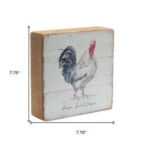 Homeroots Set Of Four 8" X 8" White And Natural Farm Animals Wood Framed Art  Wood 516401