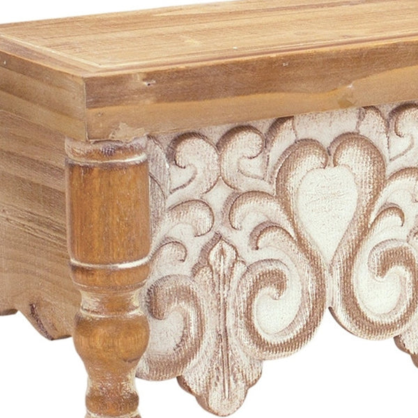 Homeroots 30" Set Of Two Brown With Whitewash Solid Wood Wall Mounted Floating Shelves  Solid Wood 516404