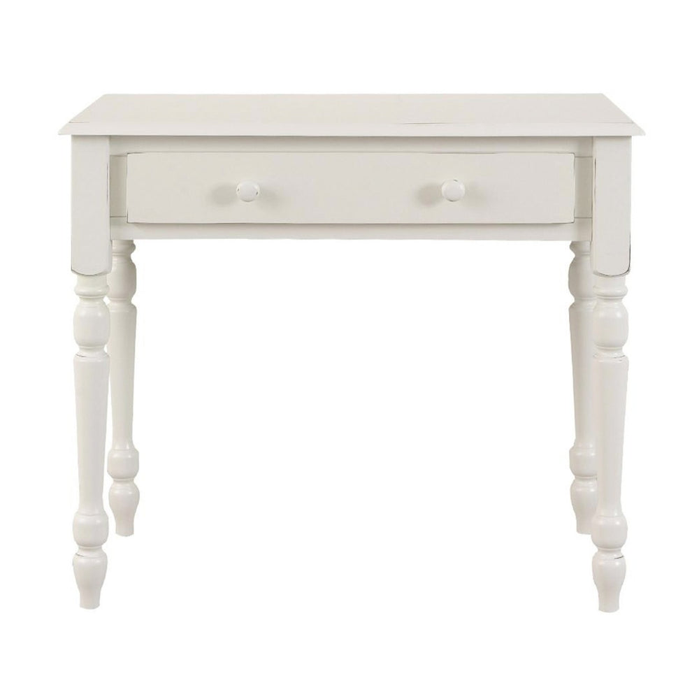 HomeRoots 34" Off White Solid Wood Writing Desk - Vintage Charm, Compact Design for Small Spaces & Home Offices 516423