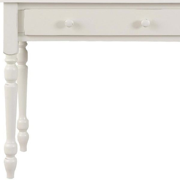 Homeroots 34" Off White Solid Wood Writing Desk - Classic Design With Hidden Drawer For Home Office & Workspace   516423