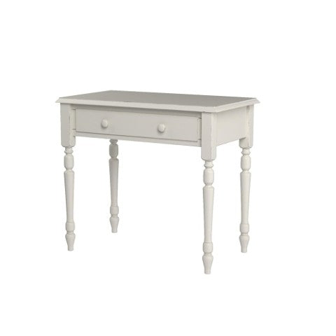 Homeroots 34" Off White Solid Wood Writing Desk - Classic Design With Hidden Drawer For Home Office & Workspace   516423