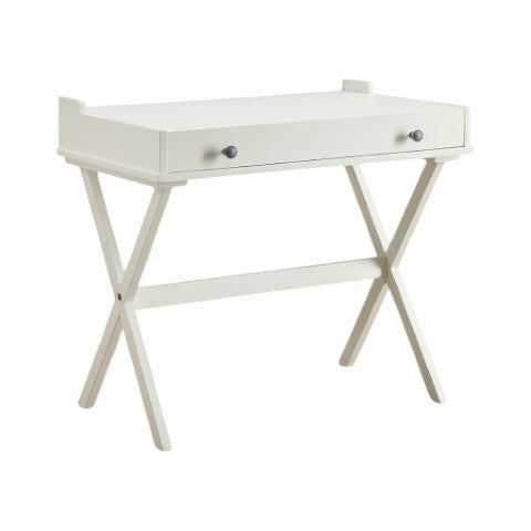 Homeroots 34" Antiqued White Wood Flip Top Desk - Classic Design For Home Office, Bedroom & Hidden Storage   516424