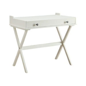 Homeroots 34" Antiqued White Wood Flip Top Desk - Classic Design For Home Office, Bedroom & Hidden Storage   516424