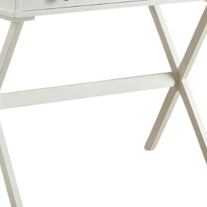 Homeroots 34" Antiqued White Wood Flip Top Desk - Classic Design For Home Office, Bedroom & Hidden Storage   516424