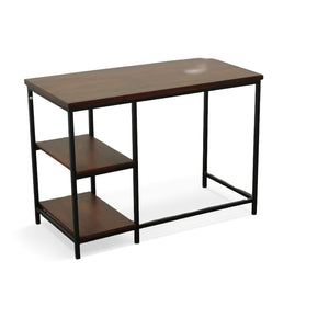 HomeRoots 42" Chestnut and Black Solid Wood & Metal Computer Desk - Modern Industrial Style with Storage Solutions 516425