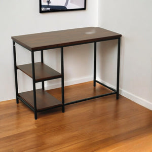 Homeroots 42" Sleek Chestnut & Black Solid Wood Metal Desk – Stylish Modern Design For Home Office Efficiency   516425