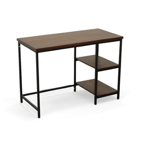 Homeroots 42" Sleek Chestnut & Black Solid Wood Metal Desk – Stylish Modern Design For Home Office Efficiency   516425