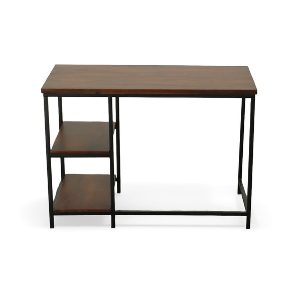 Homeroots 42" Sleek Chestnut & Black Solid Wood Metal Desk – Stylish Modern Design For Home Office Efficiency   516425
