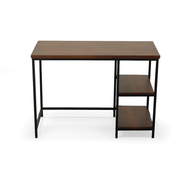 Homeroots 42" Sleek Chestnut & Black Solid Wood Metal Desk – Stylish Modern Design For Home Office Efficiency   516425
