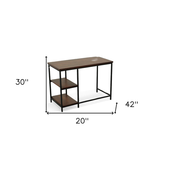 Homeroots 42" Sleek Chestnut & Black Solid Wood Metal Desk – Stylish Modern Design For Home Office Efficiency   516425