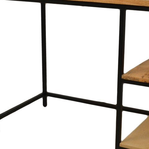 Homeroots 42" Modern Industrial Solid Wood & Metal Computer Desk - Stylish, Durable & Functional Workspace Solution   516426