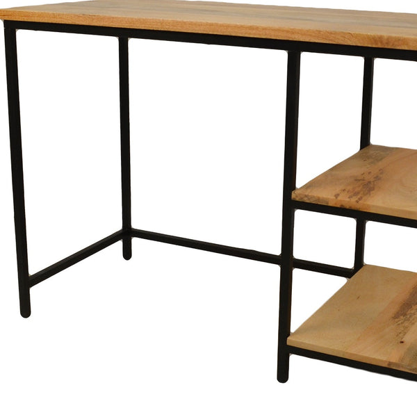 Homeroots 42" Modern Industrial Solid Wood & Metal Computer Desk - Stylish, Durable & Functional Workspace Solution   516426
