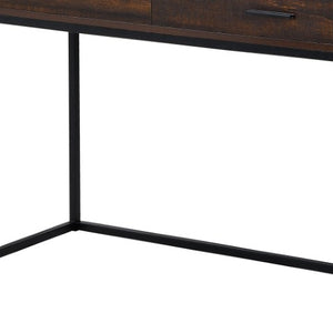 Homeroots 47" Brown And Black Wood And Metal Computer Desk - Chic, Durable Design With Hidden Storage Drawers   516428