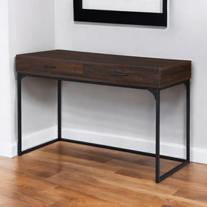 Homeroots 47" Brown And Black Wood And Metal Computer Desk - Chic, Durable Design With Hidden Storage Drawers   516428