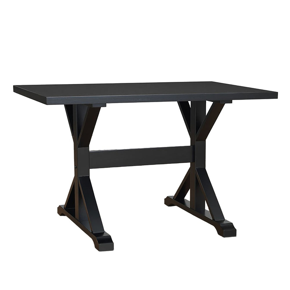 HomeRoots 48" Black Solid Wood Trestle Writing Desk – Timeless Charm with Rustic Finish for Home Office Elegance 516429