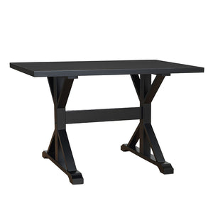 HomeRoots 48" Black Solid Wood Trestle Writing Desk – Timeless Charm with Rustic Finish for Home Office Elegance 516429