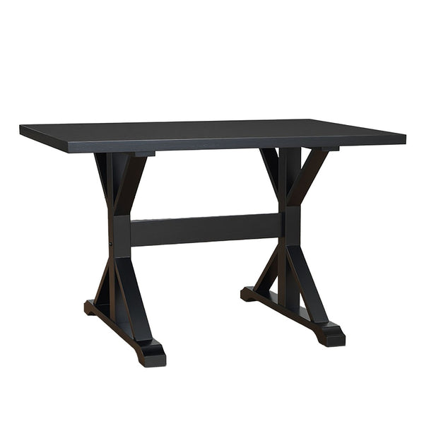 HomeRoots 48" Black Solid Wood Trestle Writing Desk – Timeless Charm with Rustic Finish for Home Office Elegance 516429