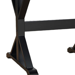 Homeroots 48" Black Solid Wood Trestle Writing Desk - Classic Design For Home Office, Stylish & Durable Workspace   516429