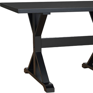 Homeroots 48" Black Solid Wood Trestle Writing Desk - Classic Design For Home Office, Stylish & Durable Workspace   516429