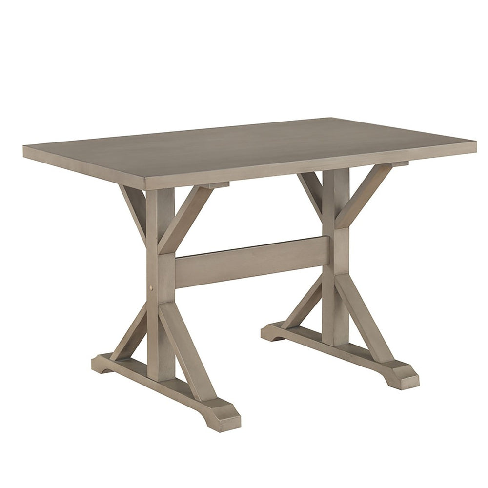 HomeRoots 48" Gray Solid Wood Trestle Writing Desk - Vintage Charm Meets Modern Functionality for Home Offices 516430