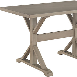 Homeroots 48" Grey Solid Wood Trestle Writing Desk - Classic Design For Home Office, Stylish & Durable Workspace   516430