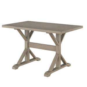 Homeroots 48" Grey Solid Wood Trestle Writing Desk - Classic Design For Home Office, Stylish & Durable Workspace   516430