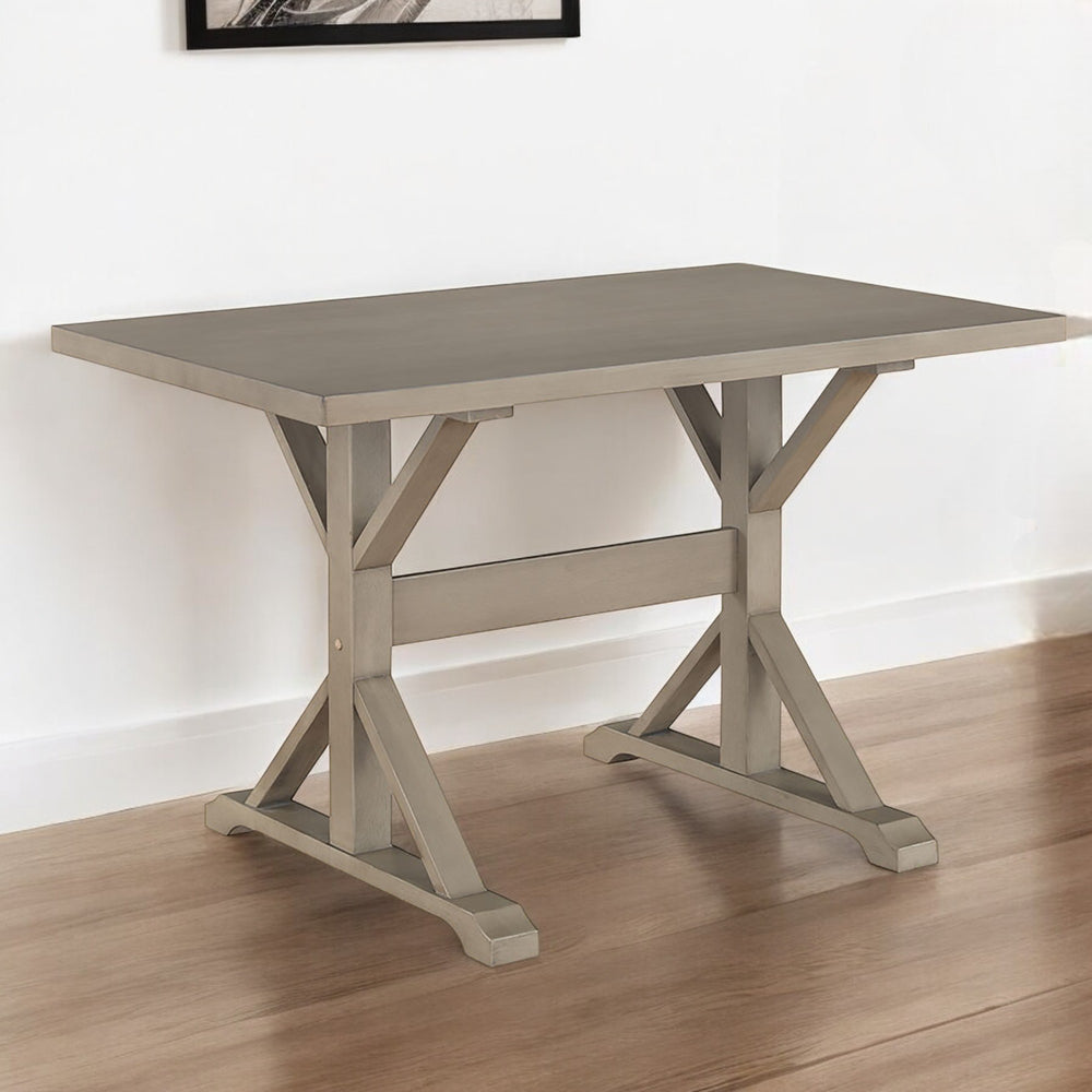 Homeroots 48" Grey Solid Wood Trestle Writing Desk - Classic Design For Home Office, Stylish & Durable Workspace   516430