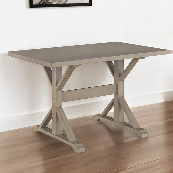 Homeroots 48" Grey Solid Wood Trestle Writing Desk - Classic Design For Home Office, Stylish & Durable Workspace   516430
