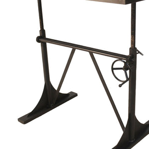 HomeRoots Adjustable Solid Wood and Iron Writing Desk - Stylish Height-Adjustable Workspace for Home Office 516431