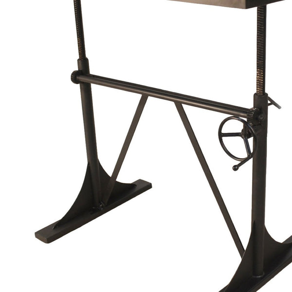 HomeRoots Adjustable Solid Wood and Iron Writing Desk - Stylish Height-Adjustable Workspace for Home Office 516431