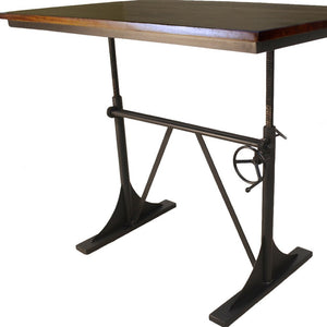 HomeRoots Adjustable Solid Wood and Iron Writing Desk - Stylish Height-Adjustable Workspace for Home Office 516431