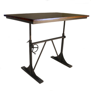HomeRoots Adjustable Solid Wood and Iron Writing Desk - Stylish Height-Adjustable Workspace for Home Office 516431