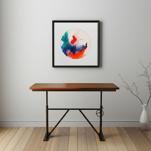HomeRoots Adjustable Solid Wood and Iron Writing Desk - Stylish Height-Adjustable Workspace for Home Office 516431