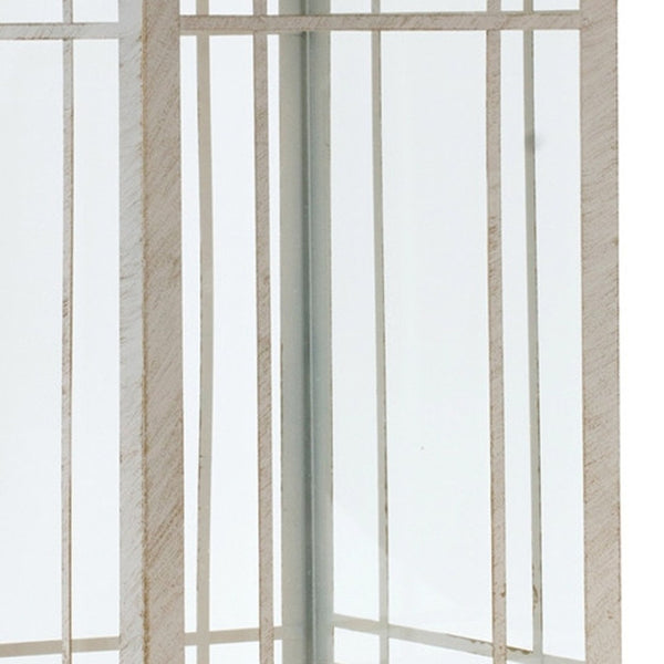 HomeRoots Set of Three Elegant Ivory Metal Mirrored Floor Lantern Candle Holders for Timeless Décor Style 516433