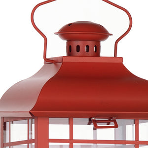 Homeroots Set Of Three Red Glass And Metal Geometric Floor Lantern Candle Holders   516434