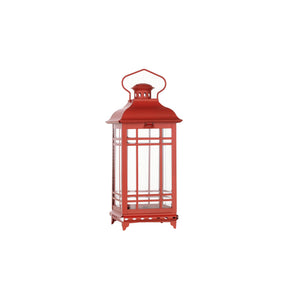 Homeroots Set Of Three Red Glass And Metal Geometric Floor Lantern Candle Holders   516434