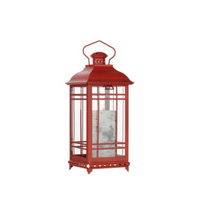 Homeroots Set Of Three Red Glass And Metal Geometric Floor Lantern Candle Holders   516434